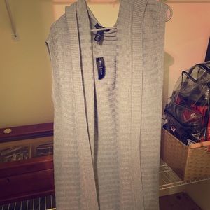 White House Black Market gray hooded duster